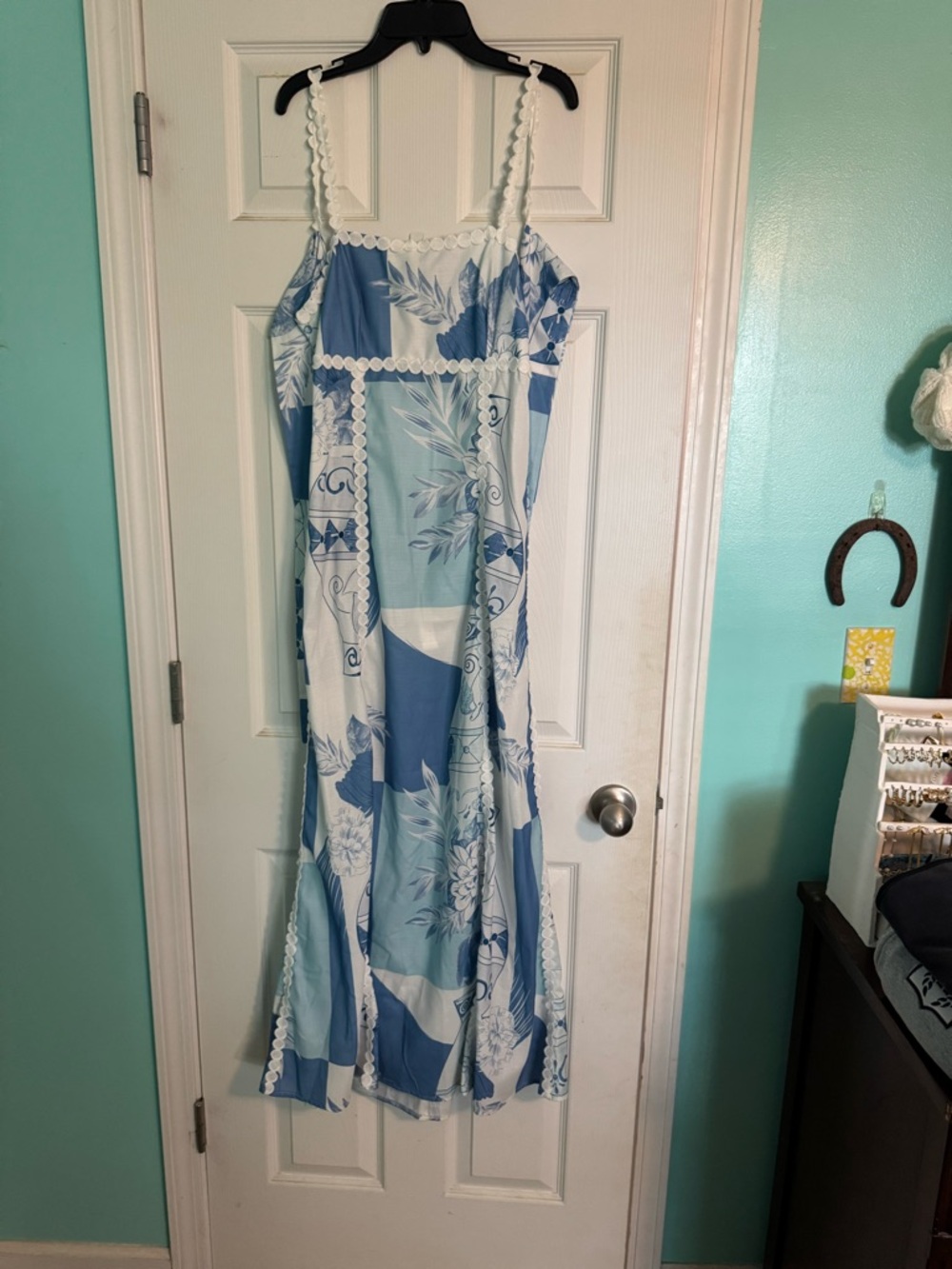 SHEIN Blue and White Floral Dress